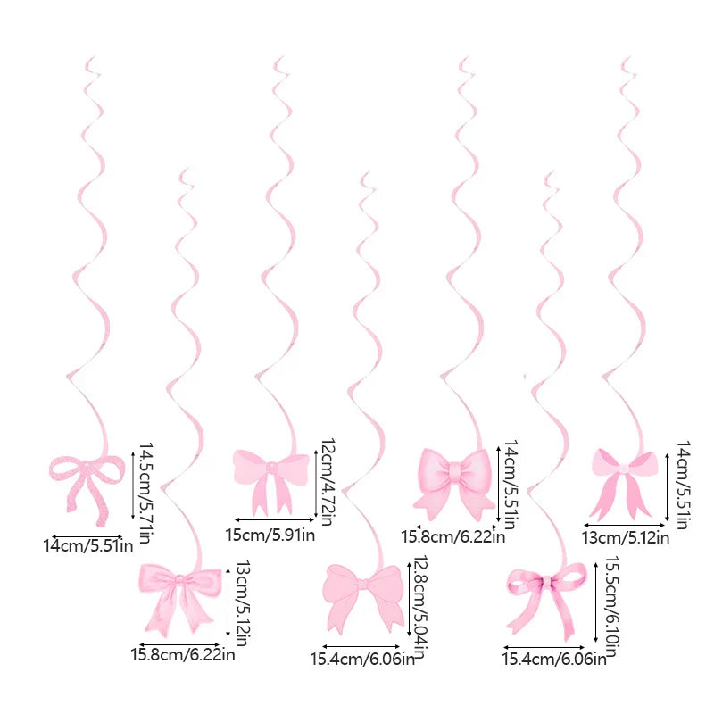 Happy Birthday Garland Pink Bow Banner Backdrops Decoration Kids Baby Shower Girl Party Supplies Bowknot Flag Hanging Decoration