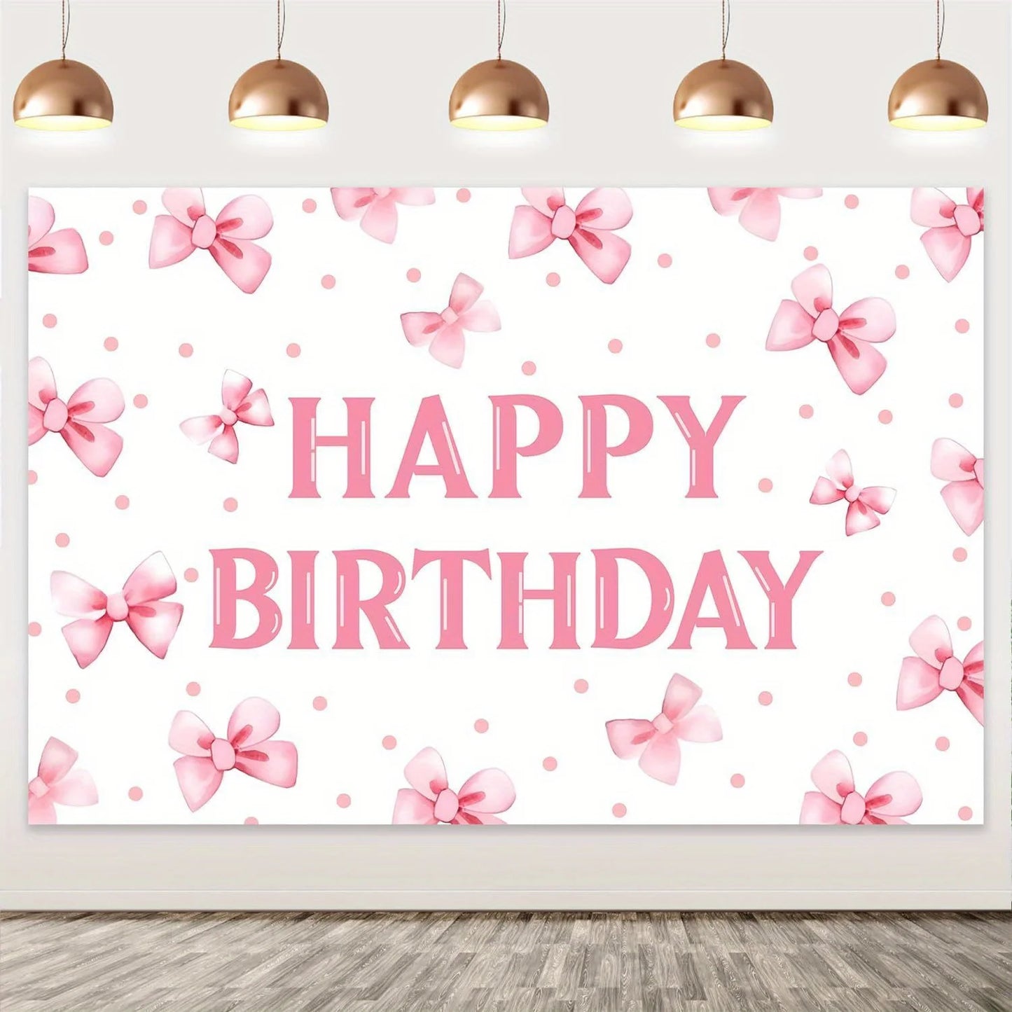 Pink Bow Party Decorations Bow Happy Birthday Backdrop Photography Background Cloth Photo Booth Birthday Party Decor Supplies