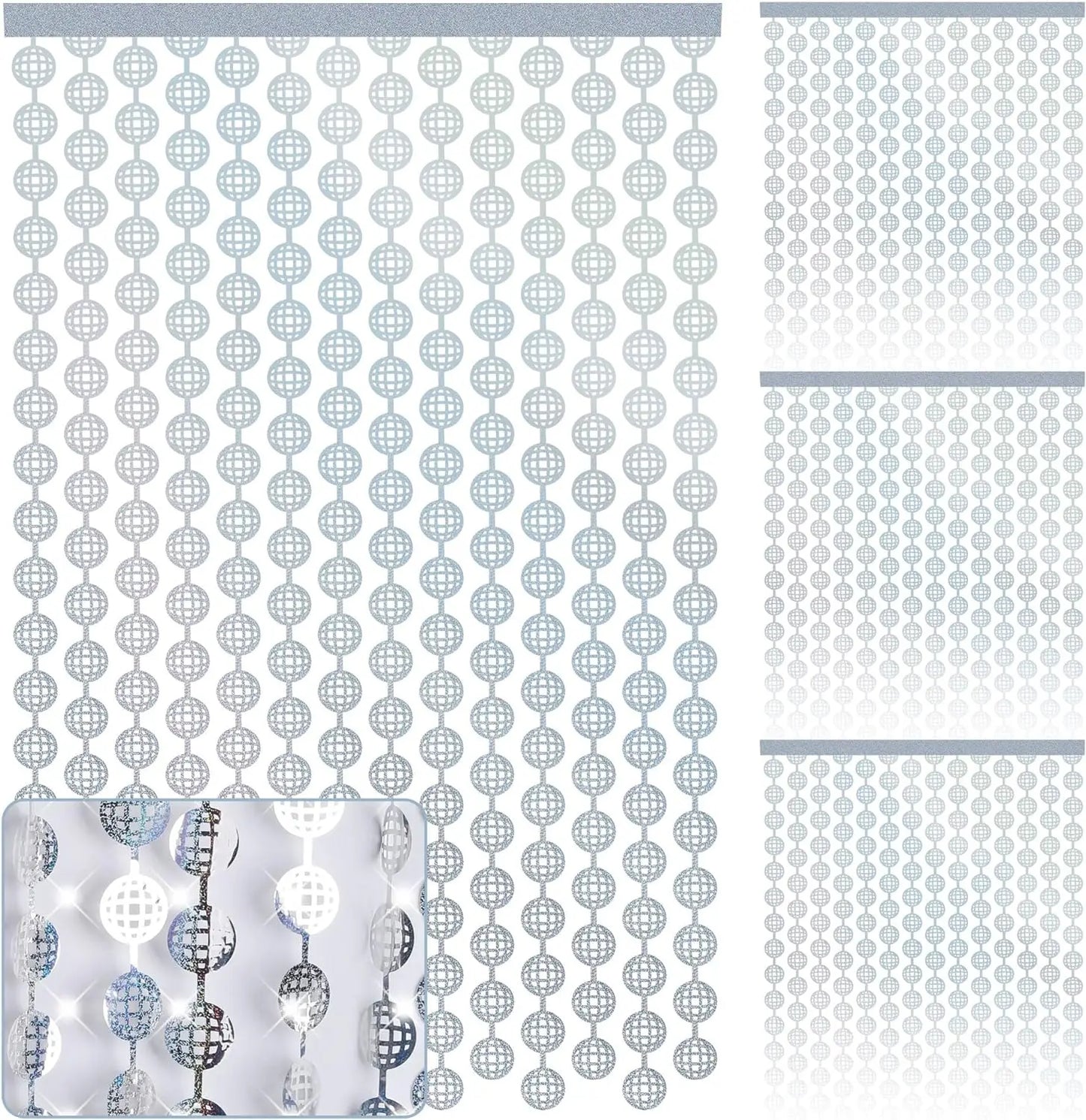 Disco Party Decorations Silver Foil Fringe Curtains Photo Backdrop for The 70s & 80s Last Disco Bachelorette Decades Party Decor