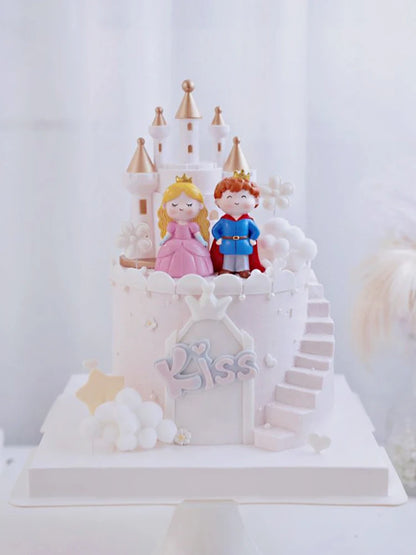 Baby Girl Boy Birthday Engagement Party Decorations Princess Prince Castle Cake Topper Baking Accessories Dessert Stand decor