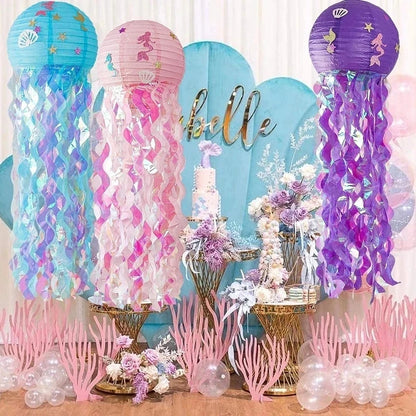 Little Mermaid Party Decoration Mermaid Disposable Tableware Happy 1st Birthday Party Decorations Kids Baby Shower Girl Supplies