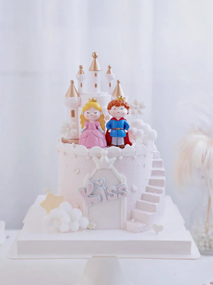 Baby Girl Boy Birthday Engagement Party Decorations Princess Prince Castle Cake Topper Baking Accessories Dessert Stand decor
