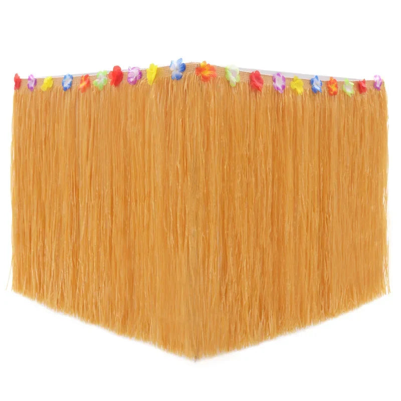 Luau Party Decorations Hawaiian Grass Table Skirt Flower Party Favors for Summer Tropical Indoor Outdoor Parties