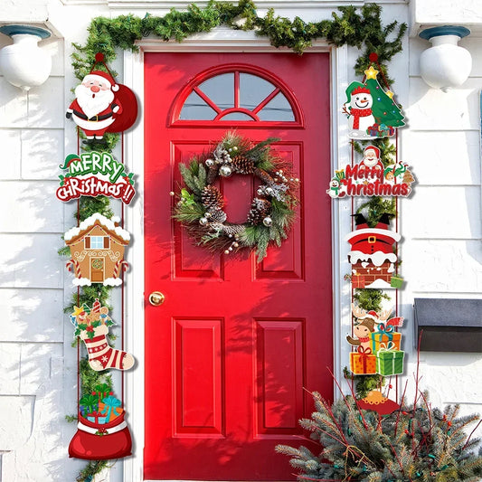 Christmas Decorations Party Door Decorations Santa Claus Door Decorations Banners Pendants Party Supplies