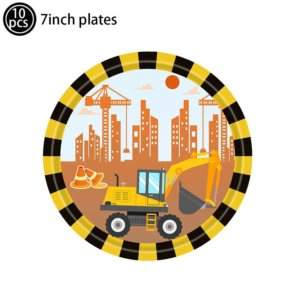 Construction Truck Balloons Excavator Cement Truck Forklift Crane Foil Balloon Kid Boys Birthday Party Construction Theme Decors