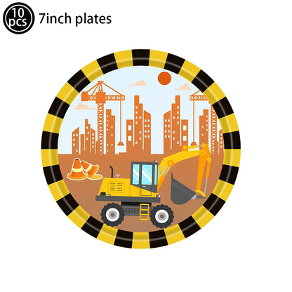 Construction Truck Balloons Excavator Cement Truck Forklift Crane Foil Balloon Kid Boys Birthday Party Construction Theme Decors