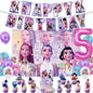 Kpop Demon Hunters Theme Disposable Tableware Set Party Supplies Huntrix Saga Boys Cake Toppings Hanging Cloth Party Decoration
