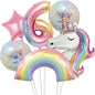 Rainbow Unicorn Aluminum Balloon 32inch Gradient Number Balloon Unicorn Party Supplies Unicorn Party Decoration Baby Shower
