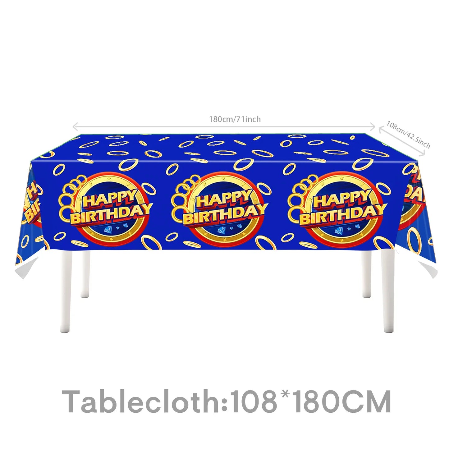 Sonic boys and girls' birthday party decorations, baby party decorations, disposable tableware stickers，tablecloths，back drop。
