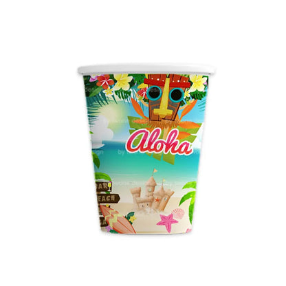 Tropical Party Decorations  Hibiscus Flower Garland Strawberry Cups Luau Grass Table Skirt Summer Beach Hawaiian Party Supplies