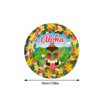 Tropical Party Decorations  Hibiscus Flower Garland Strawberry Cups Luau Grass Table Skirt Summer Beach Hawaiian Party Supplies