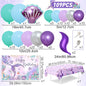 Little Mermaid Party Decorations Balloons Garland Arch Mermaid Tail Backdrop Set 1st Birthday Decoration Girl Party Supplies