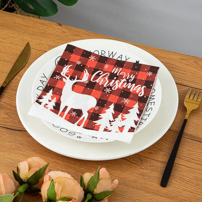 20 Christmas Napkins Holiday Party Decorations Disposable Party Supplies Festive Printed Paper Napkins Christmas Table Settings