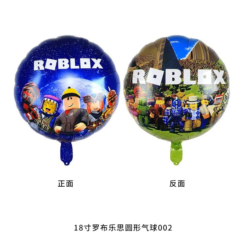 Roblox Birthday Party Decoration Roblox Game Set Tableware Tablecloth Balloon Cake Topper Backdrop Baby Showe Toy Party Supplies