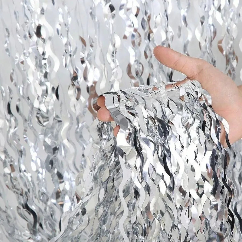 Disco Party Decor Foil Fringe Curtain 1/3/5PCS Sparkly Background Decoration for Birthday Wedding New Year Event