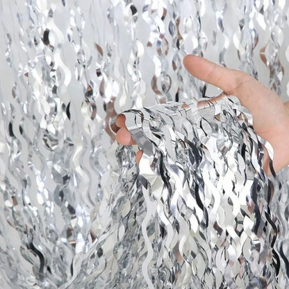 Disco Party Decor Foil Fringe Curtain 1/3/5PCS Sparkly Background Decoration for Birthday Wedding New Year Event