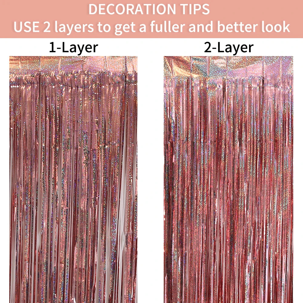 Bachelorette Party Decorations Sequin Backdrop Curtain 2m Tinsel Foil Birthday Curtain Wedding Birthday Party Decorations