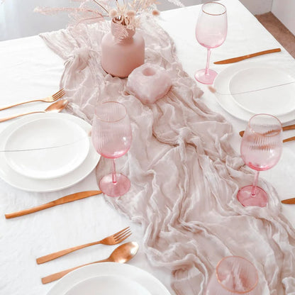 Dusty Pink Semi-Sheer Wedding Table Runner Gauze Cheesecloth Table Setting Dining Wedding Party Christmas Arches Cake Decor