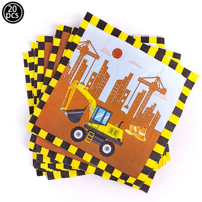 Construction Truck Balloons Excavator Cement Truck Forklift Crane Foil Balloon Kid Boys Birthday Party Construction Theme Decors