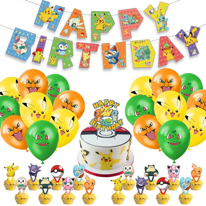Pokemon Party Decorations Girls Party Pink Tableware Set Plate Cup Napkin Tablecloth Baby Shower Kids Birthday Party Supplies