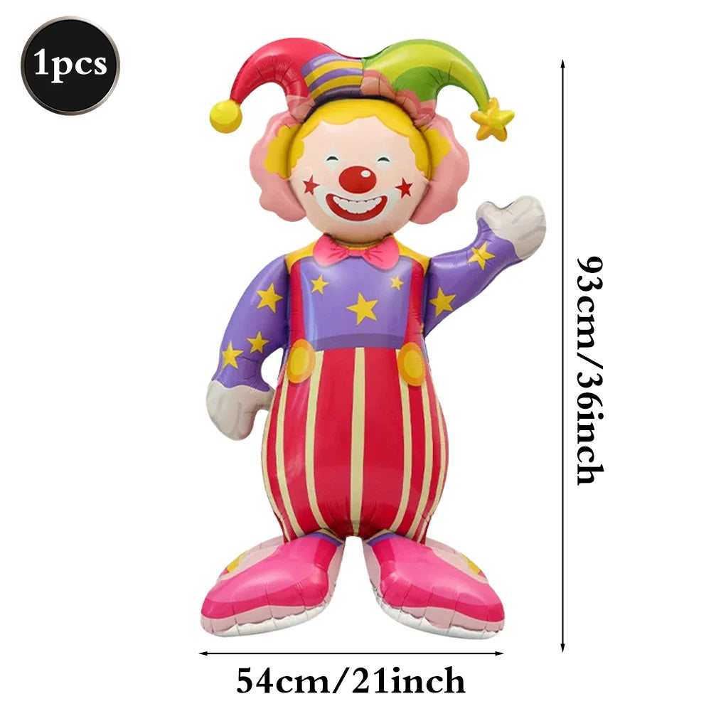 Carnival Theme Party Decoration Self Standing Clown Circus Balloons Happy Sign Banner for Carnival Birthday Party Decor Supplies