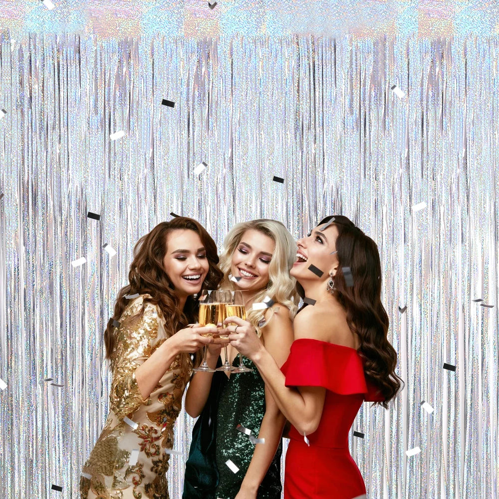 Bachelorette Party Decorations Sequin Backdrop Curtain 2m Tinsel Foil Birthday Curtain Wedding Birthday Party Decorations