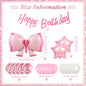 2/20pcs Pink Bow Birthday Party Decorations, Happy Birthday Banner, Wedding, Gender Reveal, Girls Birthday Party Decorations
