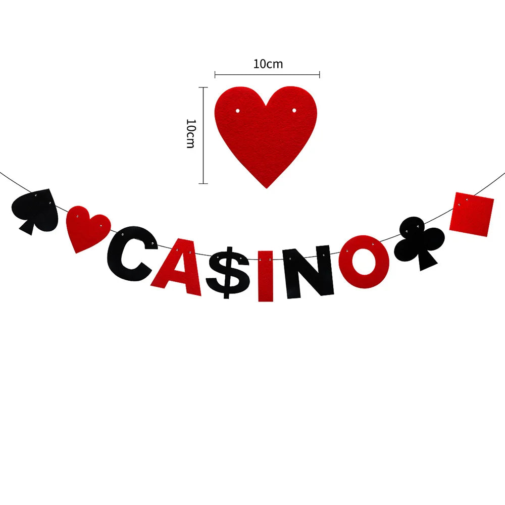 Casino Poker Birthday Theme Party Decorations Casino Happy Birthday Banner Poker Garland for Casino Night Poker Events Supplies