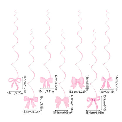Happy Birthday Garland Pink Bow Banner Backdrops Decoration Kids Baby Shower Girl Party Supplies Bowknot Flag Hanging Decoration
