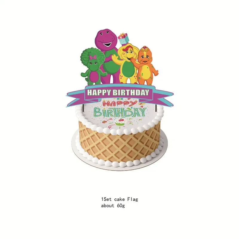 Barney Themed Birthday Party Decorations Disposable Cutlery Plate Tablecloth Cup Balloon Birthday Party Baby Shower Decorations