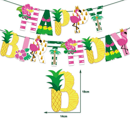 Tropical Party Decorations  Hibiscus Flower Garland Strawberry Cups Luau Grass Table Skirt Summer Beach Hawaiian Party Supplies