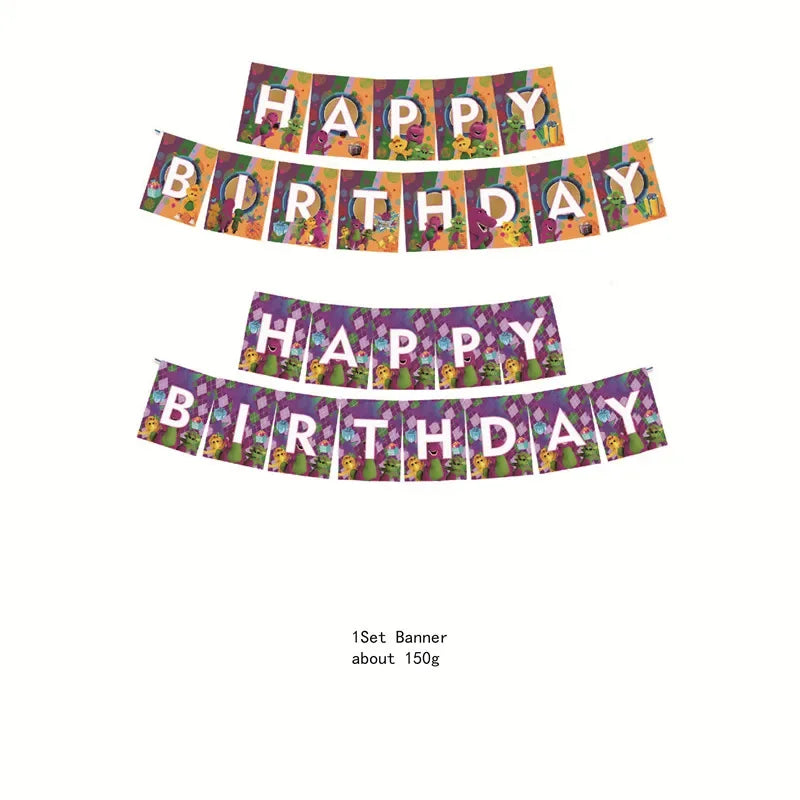 Barney Themed Birthday Party Decorations Disposable Cutlery Plate Tablecloth Cup Balloon Birthday Party Baby Shower Decorations