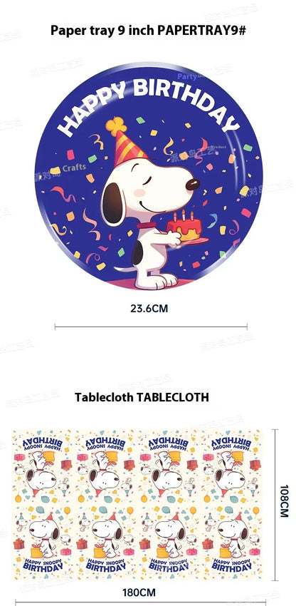 Snoopy Theme Party Decoration Layout Props Disposable Paper Plates Paper Towels Tablecloth Tableware Set Birthday Party Supplies