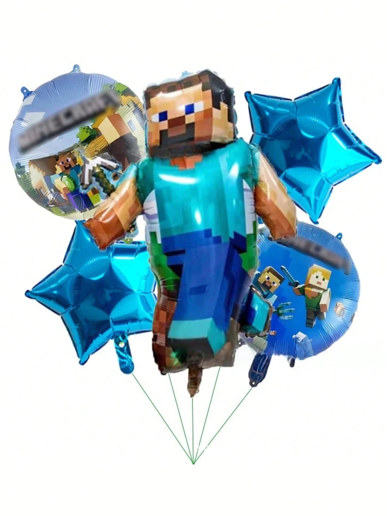 5pcs My World Pixel Video Themed Party Decorations Set，Hanging Banners 、Balloons,Suitable For Birthday、Halloween、Christmas Party