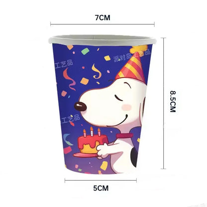 Snoopy Theme Party Decoration Layout Props Disposable Paper Plates Paper Towels Tablecloth Tableware Set Birthday Party Supplies