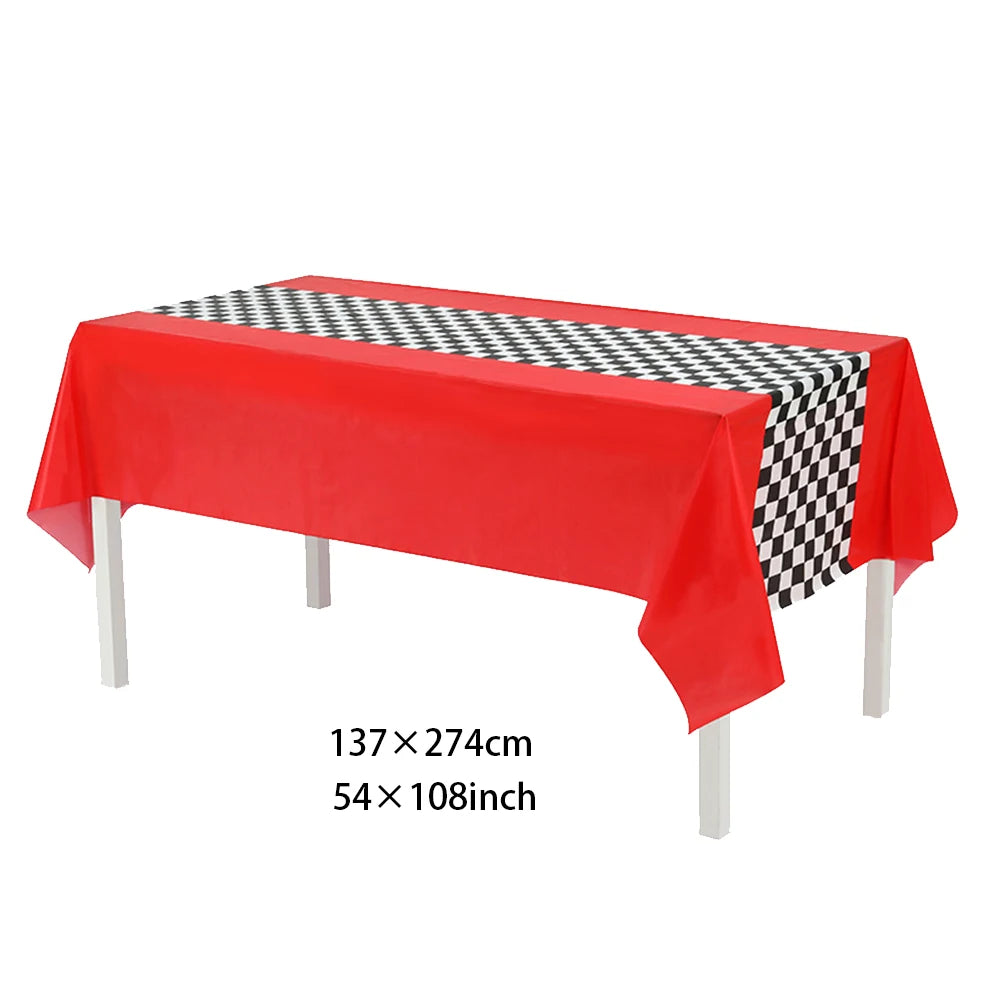 Racing Car Table Runner Tablecloths Table cover checkered flag racing road track kids Race Car Themed birthday Party Decoration