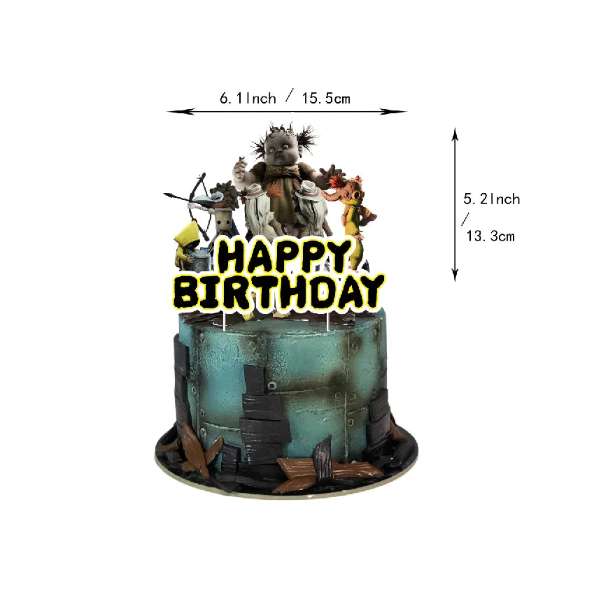 Game L-Little Nightmaresd 3 Birthday Party Decorations Balloons Banner Cake Topper Anime Backdrop Halloween Decor Kids Gifts