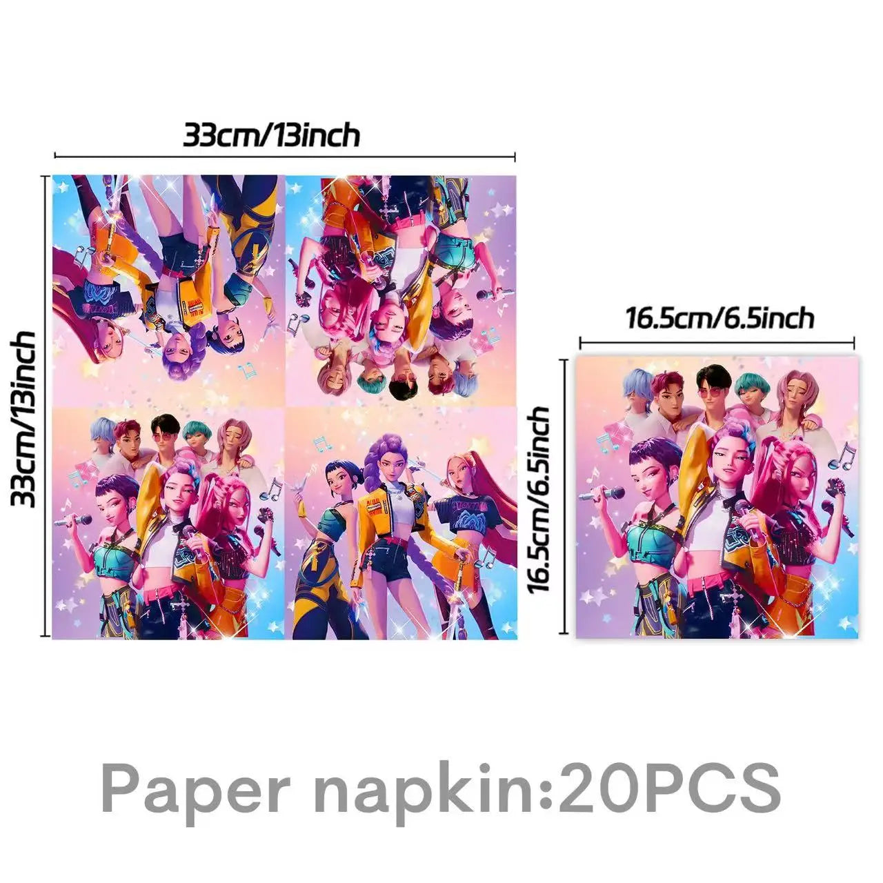 Kpop Demon Hunters Theme Disposable Tableware Set Party Supplies Huntrix Saga Boys Cake Toppings Hanging Cloth Party Decoration
