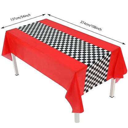 Checkered Race Car Party Tablecloths Black White Checkered Flag Tablecloth Racetrack Tablecover Racing Birthday Party Supplies
