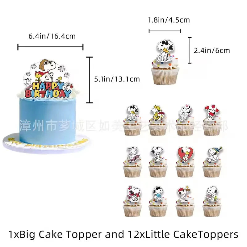 Snoopy Theme Party Decoration Layout Props Disposable Paper Plates Paper Towels Tablecloth Tableware Set Birthday Party Supplies
