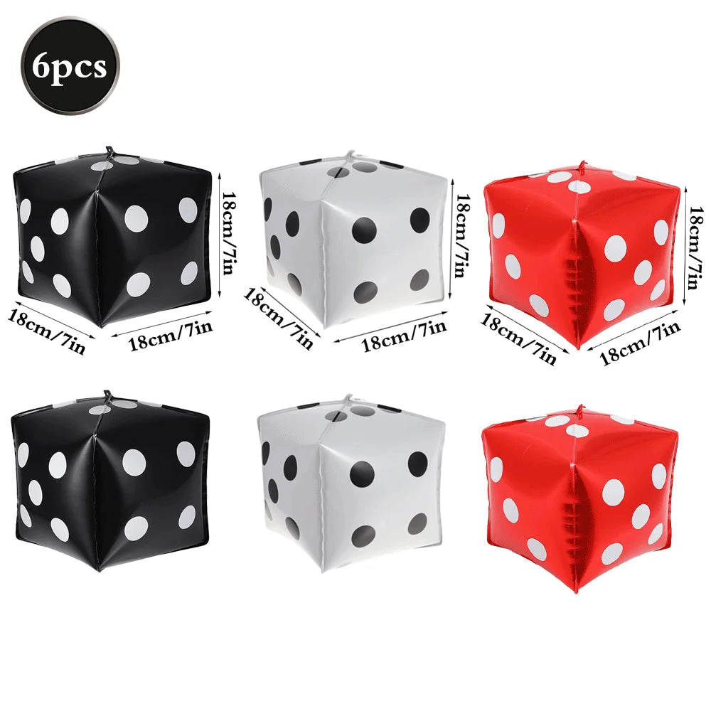 Casino Party Decoration Dice Balloon Lucky 7 Foil Balloon Latex Poker Balloons Casino Poker Party Las Vegas Wedding Decorations