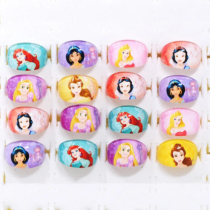 Princess Birthday Party Decoration Kids Party Gifts Favor Ring Princess Children Acrylic Ring Cartoon Accessories Toy Kids Gift