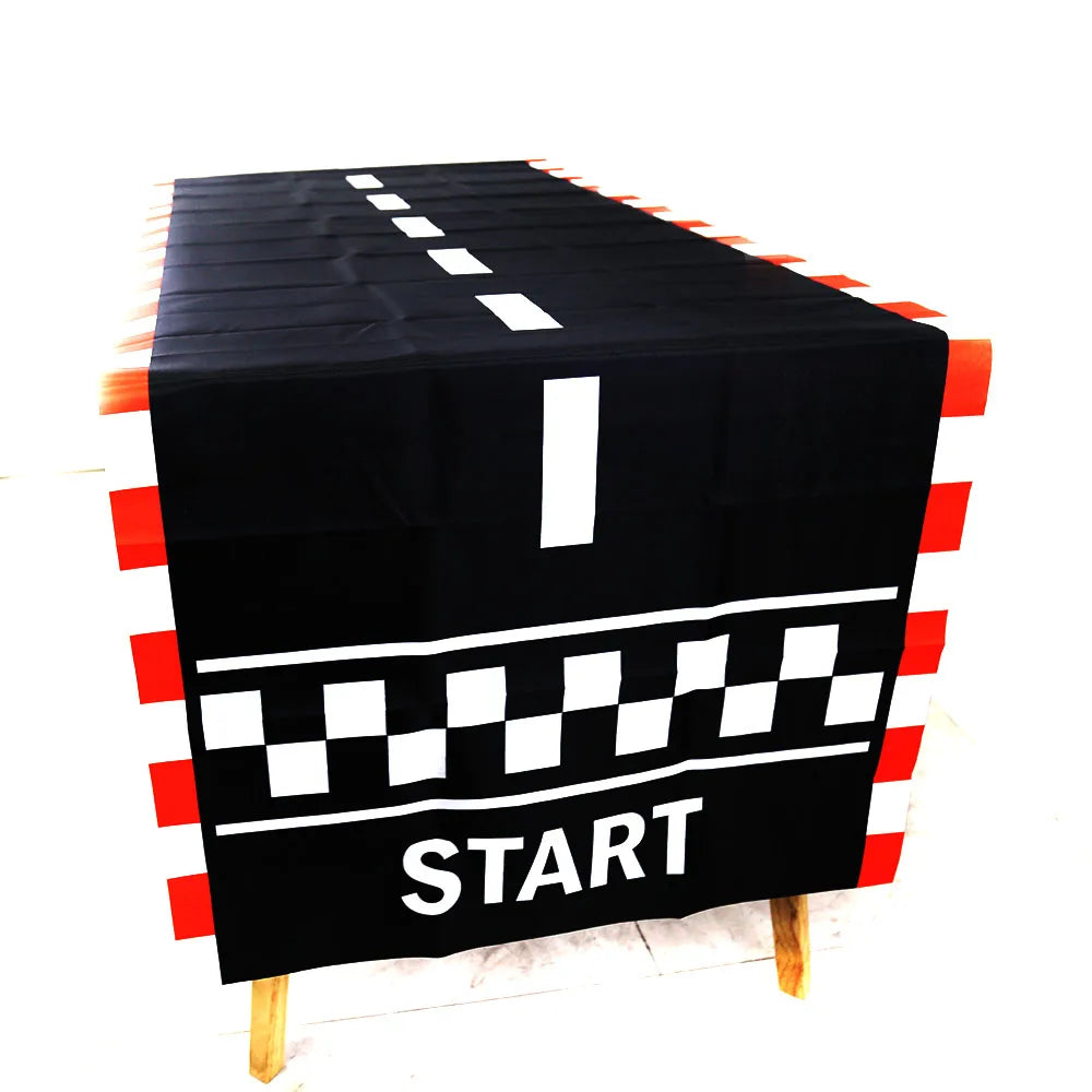 Checkered Race Car Party Tablecloths Black White Checkered Flag Tablecloth Racetrack Tablecover Racing Birthday Party Supplies
