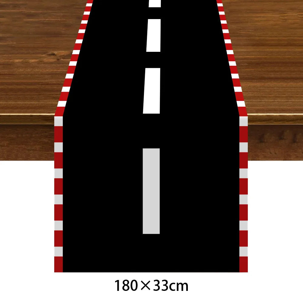 Racing Car Table Runner Tablecloths Table cover checkered flag racing road track kids Race Car Themed birthday Party Decoration
