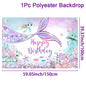 Little Mermaid Party Decoration Mermaid Disposable Tableware Happy 1st Birthday Party Decorations Kids Baby Shower Girl Supplies