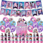 Kpop Demon Hunters Theme Disposable Tableware Set Party Supplies Huntrix Saga Boys Cake Toppings Hanging Cloth Party Decoration