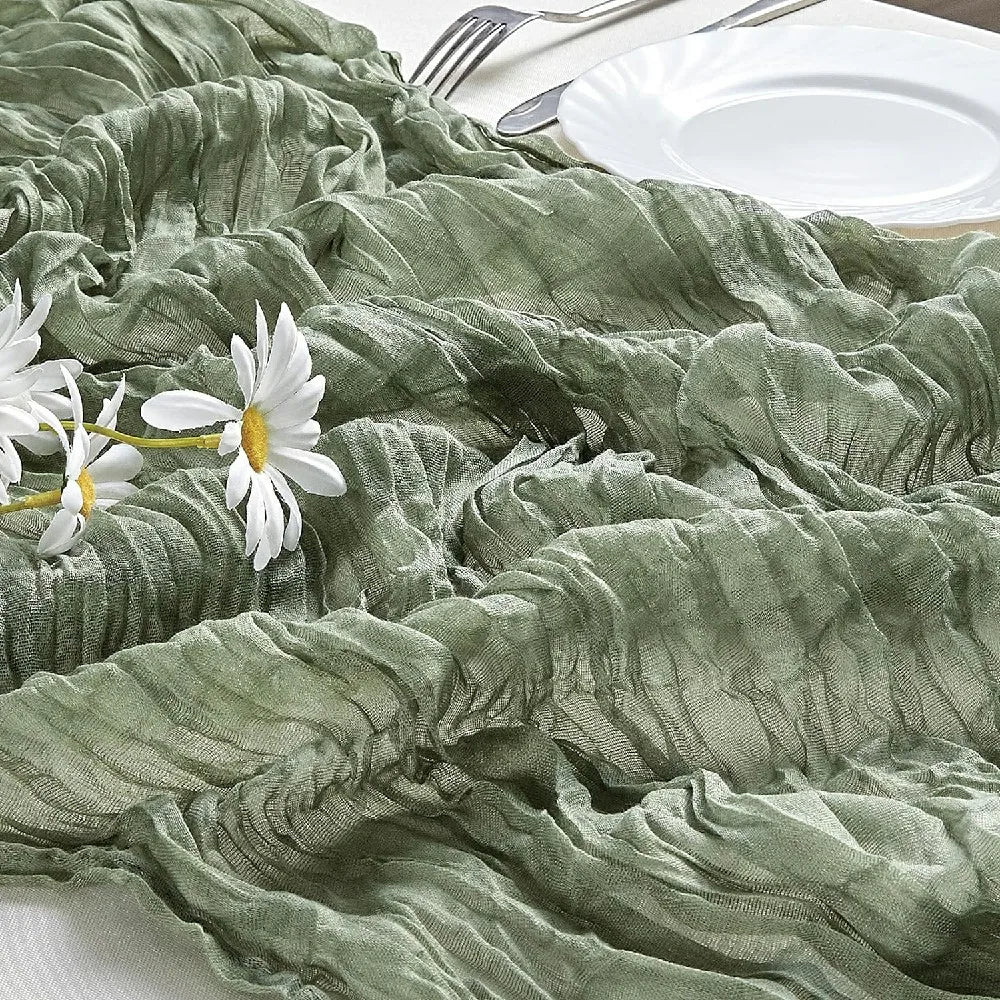 10Pcs Cheesecloth Table Runner Boho Gauze Table Runner 40x270cm Romantic Table Runner for Wedding Bridal Shower Birthday Party