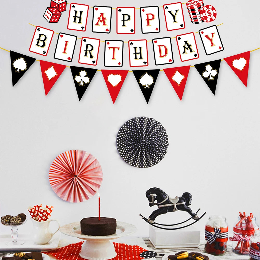 Casino Party Decoration Dice Balloon Lucky 7 Foil Balloon Latex Poker Balloons Casino Poker Party Las Vegas Wedding Decorations