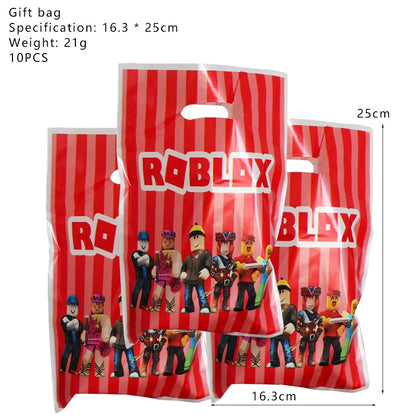 Roblox Birthday Party Decoration Roblox Game Set Tableware Tablecloth Balloon Cake Topper Backdrop Baby Showe Toy Party Supplies