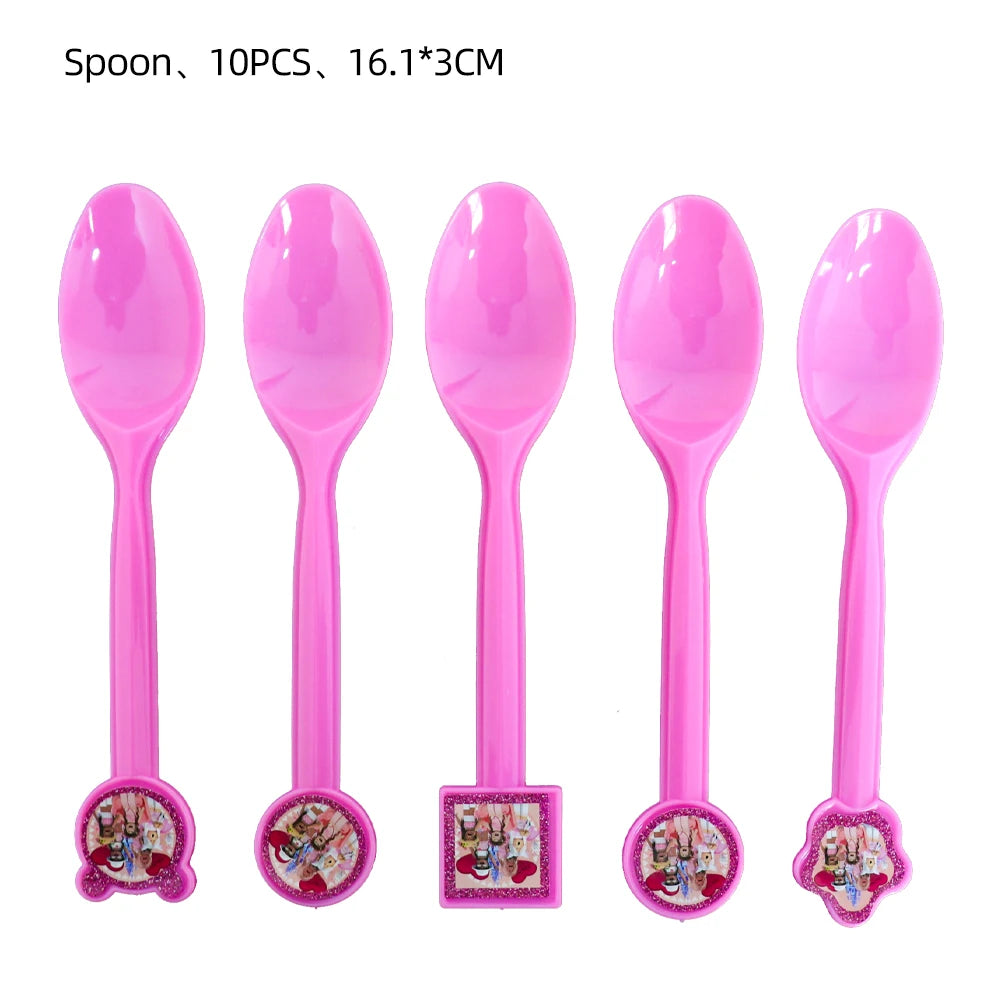 Pink Robloxed Theme Birthday Party Decorations Tableware Set Balloons Cups Plates Banner Backdrop for Girls Baby Shower Supplies